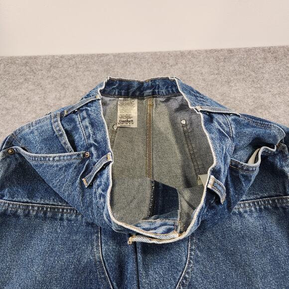 Carhartt Jeans Mens 36x32 Blue Denim B73 DST Double Knee Utility Work Pants - Picture 7 of 14